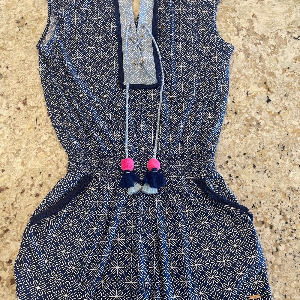 Cabana Life Jumper Womens M Short Romper UV Beach Vacation Casual Tassels